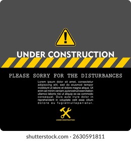 under construction, board and sign vector