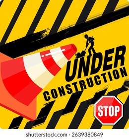 Under Construction, board and sign vector