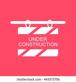 Under Construction Board  white icon on magenta color background. Eps-10.