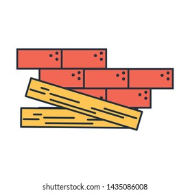 under construction bricks and wood design