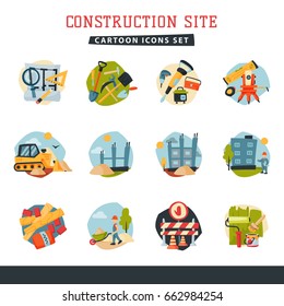 Under construction building developer website icons set collection vector illustration