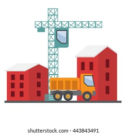 Under construction. Building a house vector illustration
