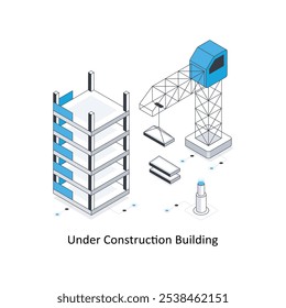 Under Construction Building isometric stock illustration. EPS File stock illustration