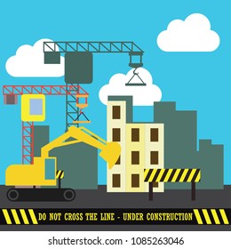 under construction building site. vector illustration