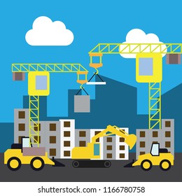 under construction building site. vector illustration