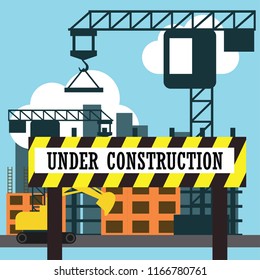 under construction building site. vector illustration