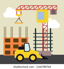 under construction building site. vector illustration