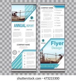 Under Construction  Business Roll Up Banner flat design template ,Abstract Geometric banner design Vector illustration template set,roll up design cover, flyer roll up vector style