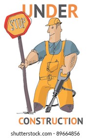 under construction - cartoon - allegory