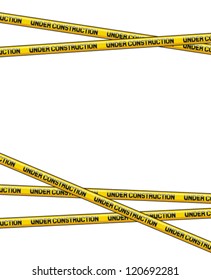 Under Construction Caution Tape On Metallic 