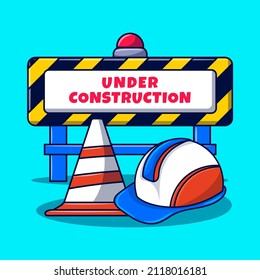 En construcción preside con un estilo de dibujos animados de colores a mano