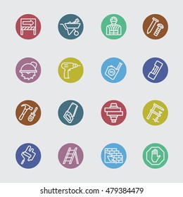 Under construction color circles line icon