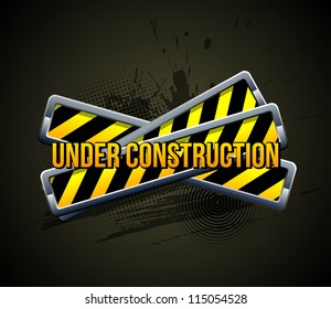 Under construction. Color Icon on Grunge Background.