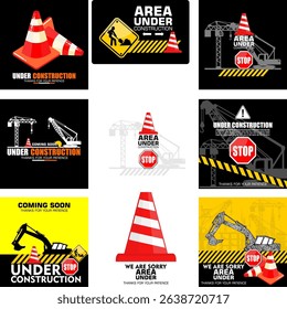  Under Construction, Coming Soon, Thank for your patience, poster vector