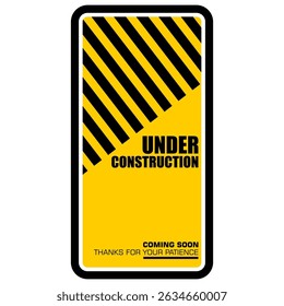 Em construção, em breve, obrigado por sua paciência, poster vetor
