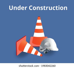 Under construction concept, Helmet for Builder worker, vector design