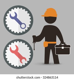 Under construction concept with tools design, vector illustration 10 eps graphic.