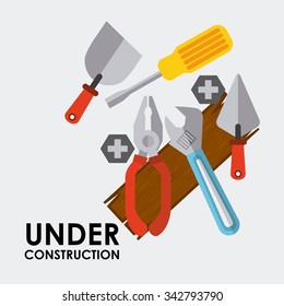 Under construction concept with tools design, vector illustration 10 eps graphic