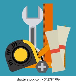 Under construction concept with tools design, vector illustration 10 eps graphic