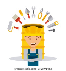 Under construction concept with tools icons design, vector illustration 10 eps graphic