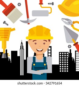 Under construction concept with tools icons design, vector illustration 10 eps graphic