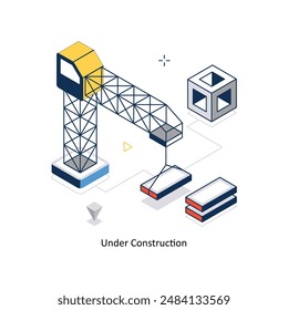 Under Construction concept vector isometric style stock illustration. EPS file