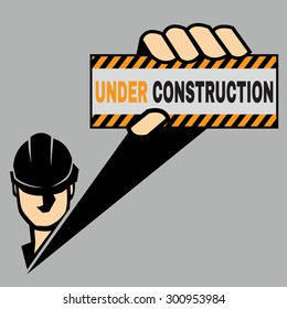 Under construction concept,worker.-vector illustration