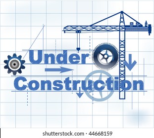 En construcción - palabras de engranajes de grúa