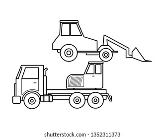 under construction crane truck with excavator