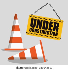 Bright Under Construction Sign Orange Stripped Stock Vector (Royalty ...