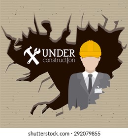 Under construction design over beige background, vector illustration