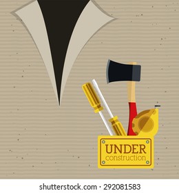 Under construction design over beige background, vector illustration