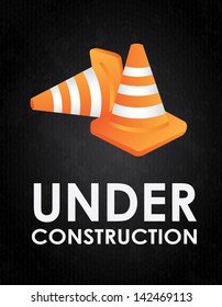 under construction design over black background vector illustration