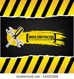 under construction design over black background vector illustration