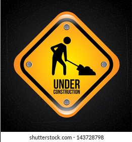 under construction design over black background vector illustration