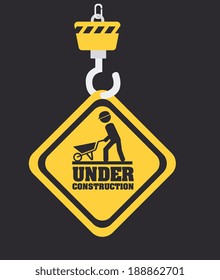 Under construction design over black background, vector illustration