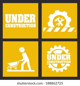 Under construction design over black background, vector illustration