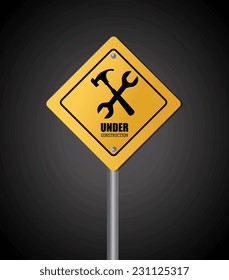 Under construction design over black background,vector illustration