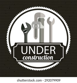 Under construction design over black background, vector illustration