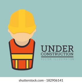 Under construction design over blue background, vector illustration
