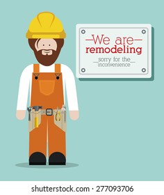 Under construction design over blue background, vector illustration