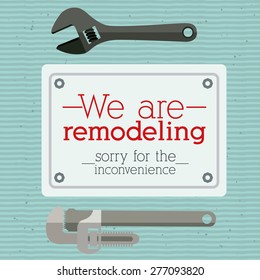 Under construction design over blue background, vector illustration