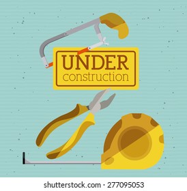 Under construction design over blue background, vector illustration