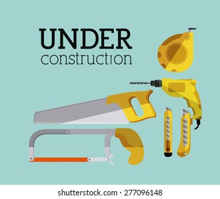 Under construction design over blue background, vector illustration