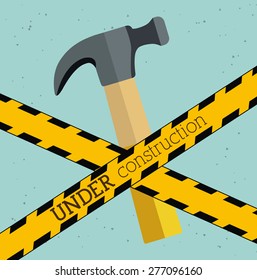 Under construction design over blue background, vector illustration