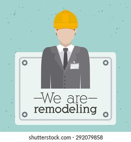 Under construction design over blue background, vector illustration