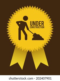 under construction design over brown background vector illustration