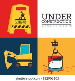 Under construction design over colorful background, vector illustration