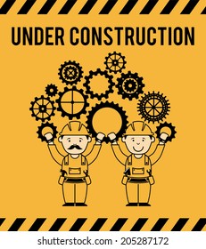 under construction design over orange background vector illustration