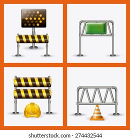 Under construction design over orange background, vector illustration